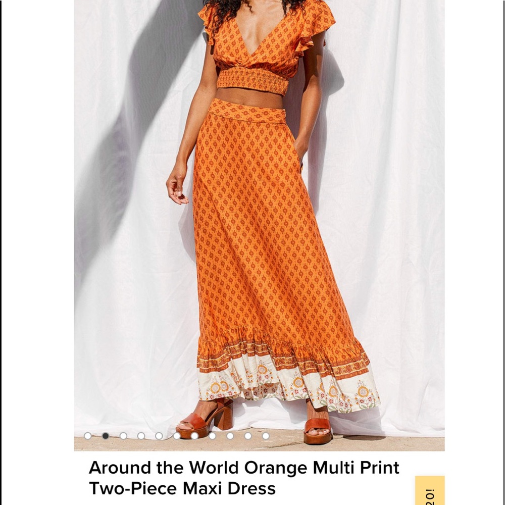 Around the World Orange Multi Print Two-Piece